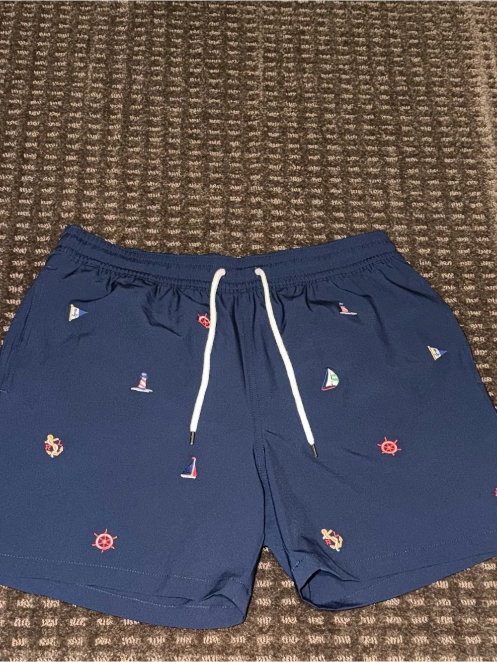 Ralph Lauren Men's Navy Embroidered Nautical Swim Shorts